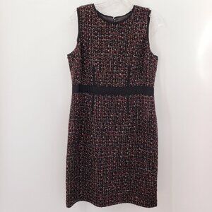 Talbots Petites Tweed Wool Blend Dress Size 12 P Black Tailored Sleeveless Lined